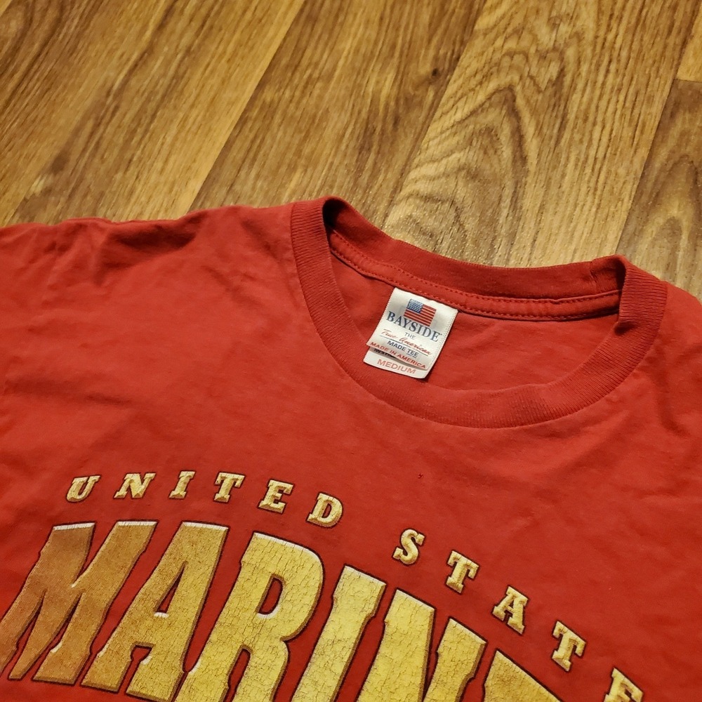 Vtg United States Marines Shirt Men Medium Red Semper Fi Bayside USMC